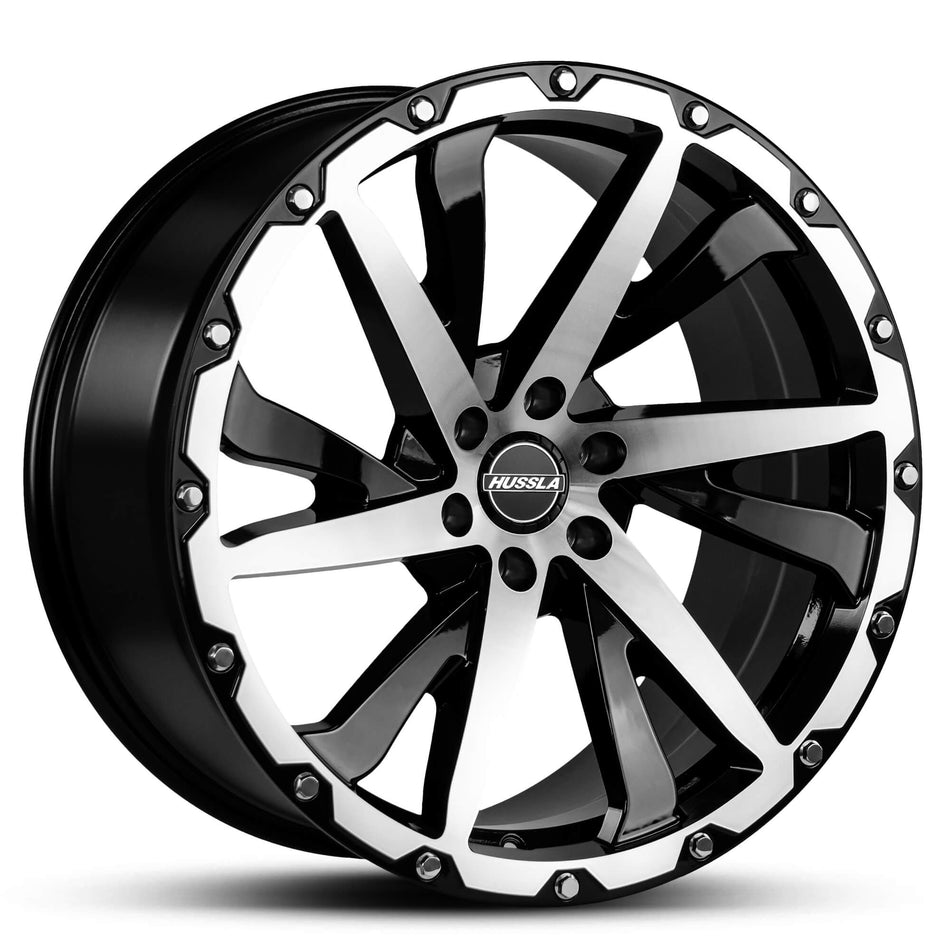 HUSSLA SIGNATURE SERIES SS2 20X9.5 6X139.7 20 GLOSS BLACK MACHINED FACE