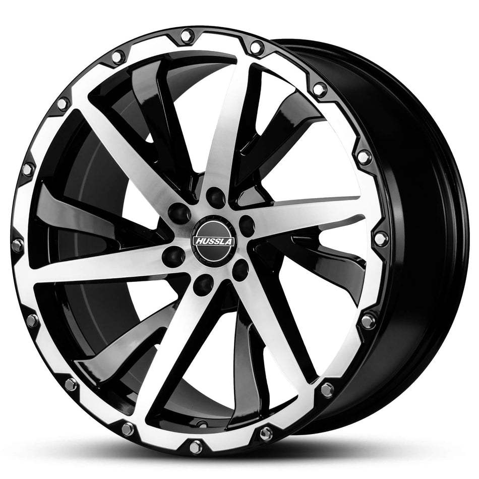 HUSSLA SIGNATURE SERIES SS2 20X9.5 6X139.7 20 GLOSS BLACK MACHINED FACE