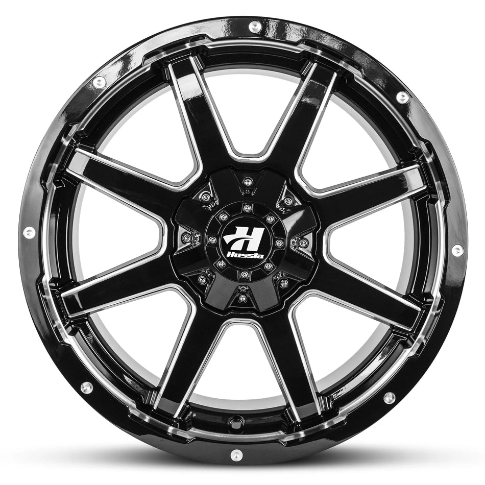 HUSSLA STEALTH 17X9 6X139.7 30 GLOSS BLACK MILLED SPOKES