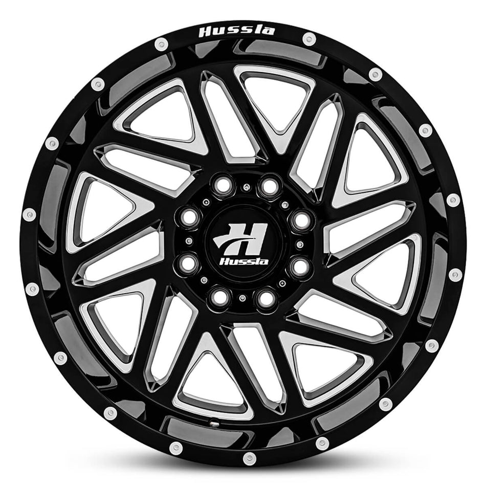 HUSSLA TOMAHAWK 20X12 6x139.7 -44 Gloss Black Milled