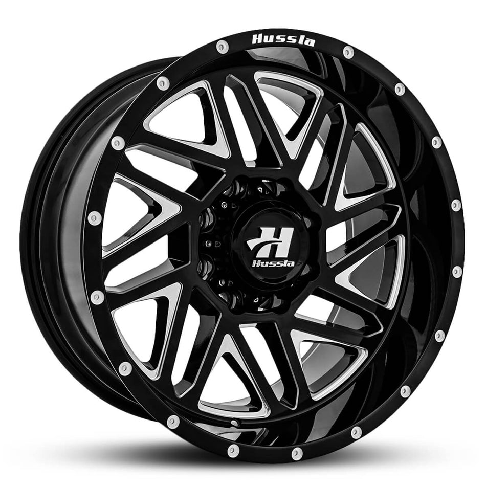 HUSSLA TOMAHAWK 20X12 6x139.7 -44 Gloss Black Milled
