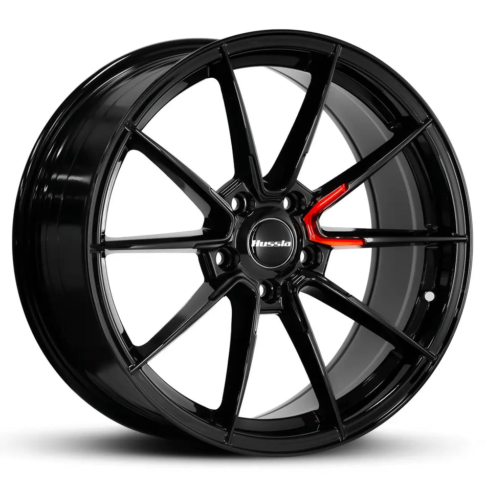 HUSSLA ZENKI 18X8.5 5X112 40 SATINBLACK WITH CANDY RED ACCENT