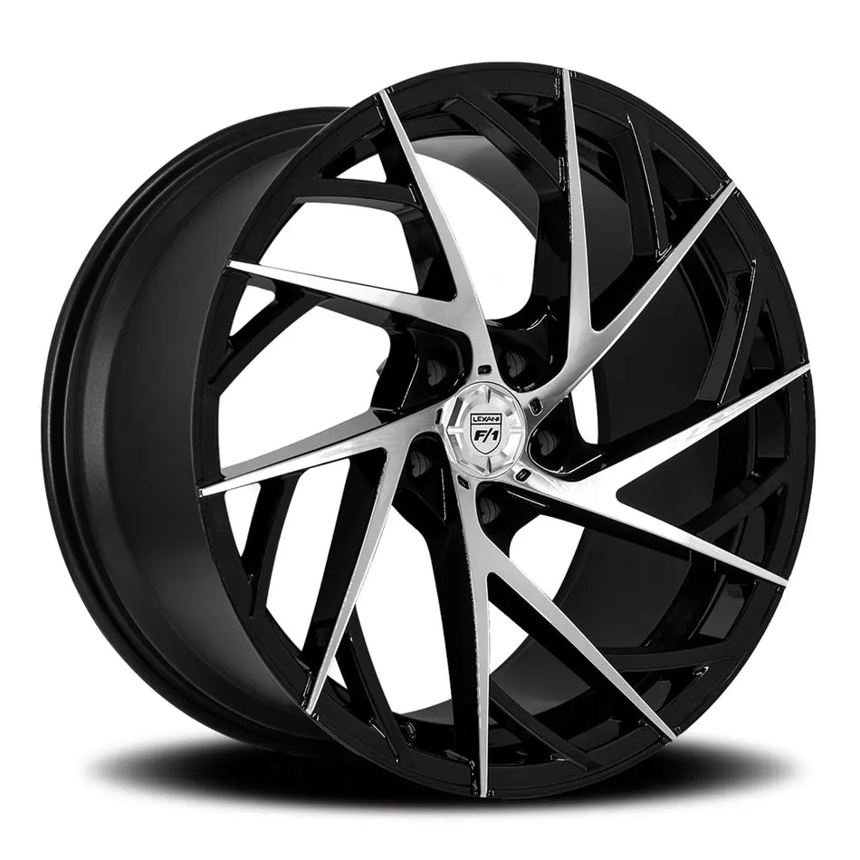 LEXANI MUGELLO 22X9 adjustable 15 GLOSS BLACK MACHINED FACE