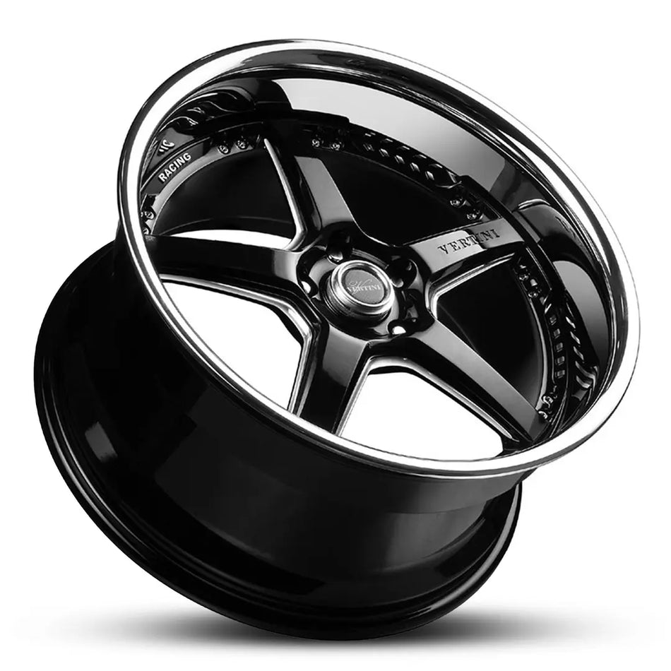 VERTINI DRIFT 19X8.5 5X114.3 35 GLOSS BLACK CHROME LIP MAX MACH