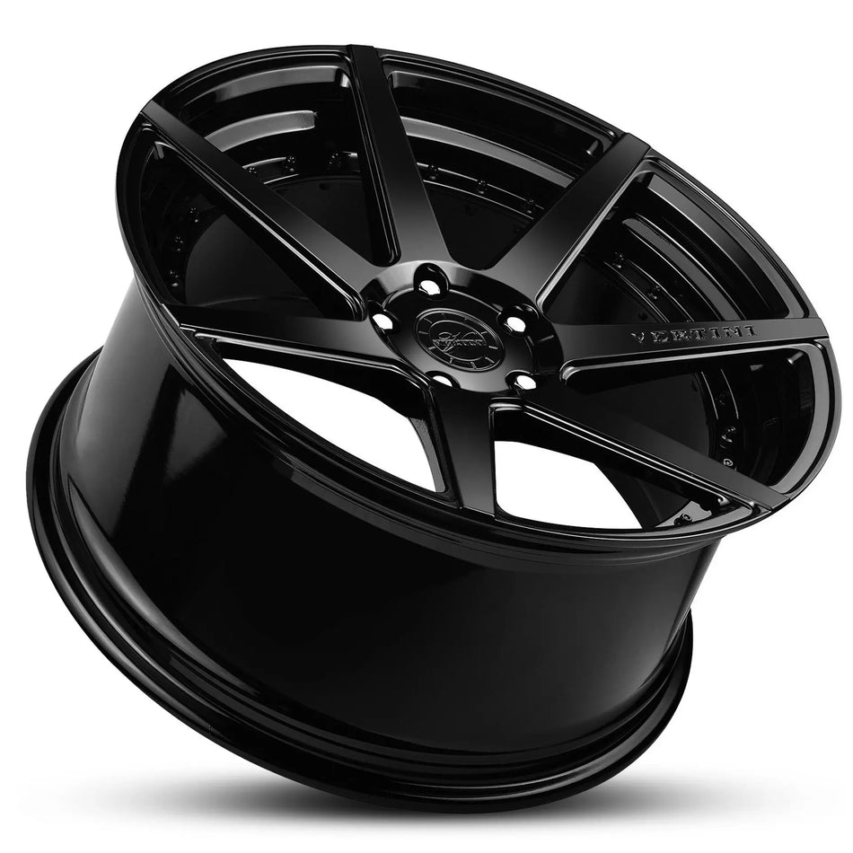 VERTINI DYNASTY 20X8.5 5X112 40 GLOSS BLACK WITH BLACK BOLTS