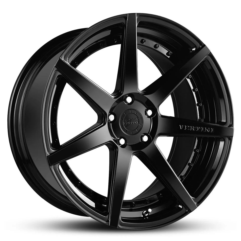 VERTINI DYNASTY 20X8.5 5X112 40 GLOSS BLACK WITH BLACK BOLTS
