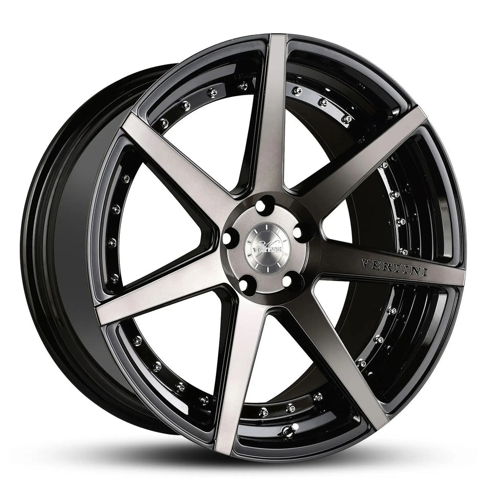 VERTINI DYNASTY 22X9 5X127 30 GLOSS BLACK DARK TINT FACE CHROME BOLTS