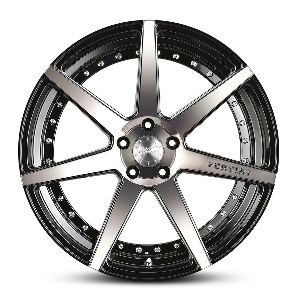 VERTINI DYNASTY 22X9 5X127 30 GLOSS BLACK DARK TINT FACE CHROME BOLTS
