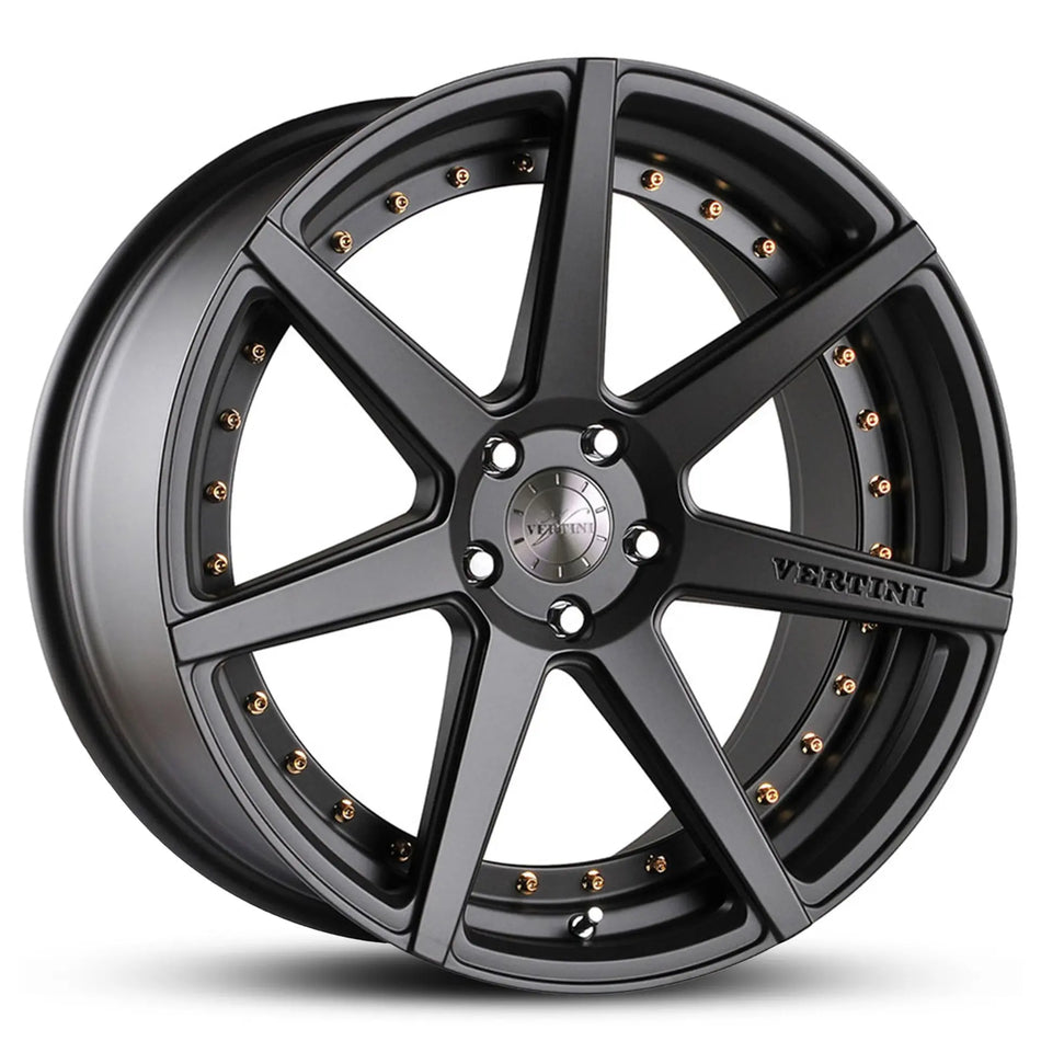VERTINI DYNASTY 22X9 5X120 40 SATIN BLACK GOLD BOLTS