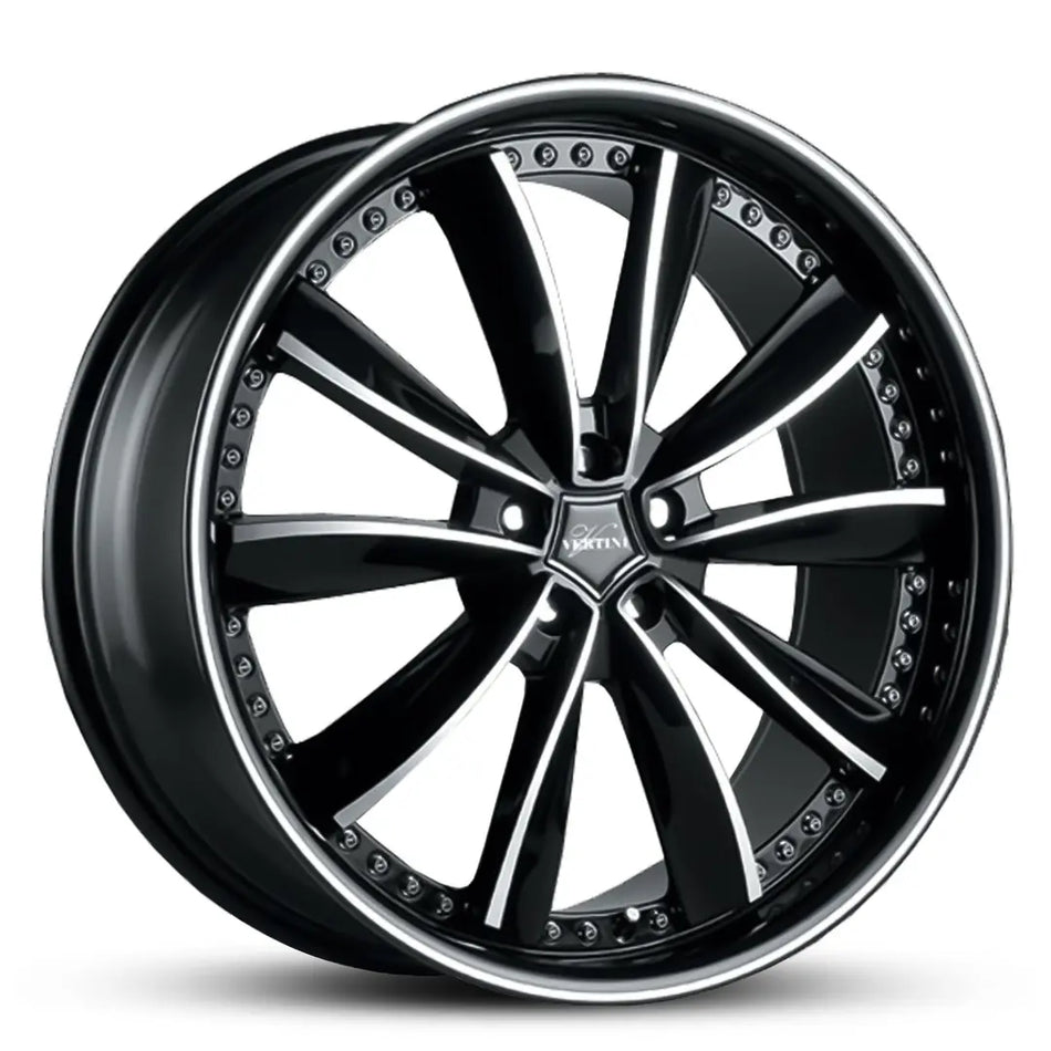 VERTINI MCLAREN 20X10 5X114.3 42 BLACK MACHINED FACE CHROME LIP