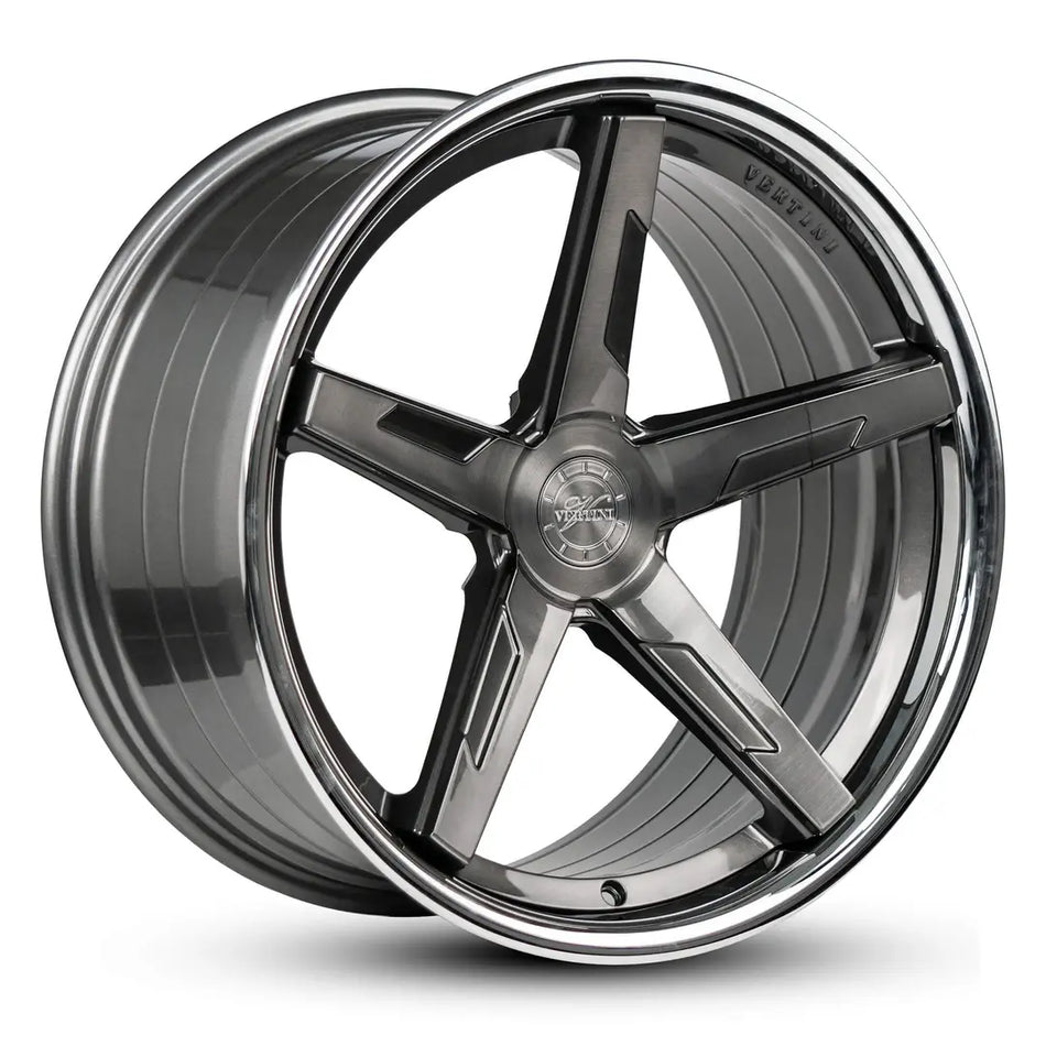 VERTINI RF1.7 20X9.5 adjustable 21 GUNMETAL DARK TINT BRUSHED FACE CHROME LIP